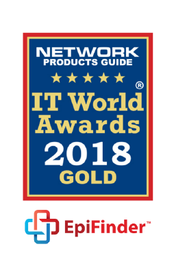 Banner announcing EpiFinder won gold in the IT World Awards 2018